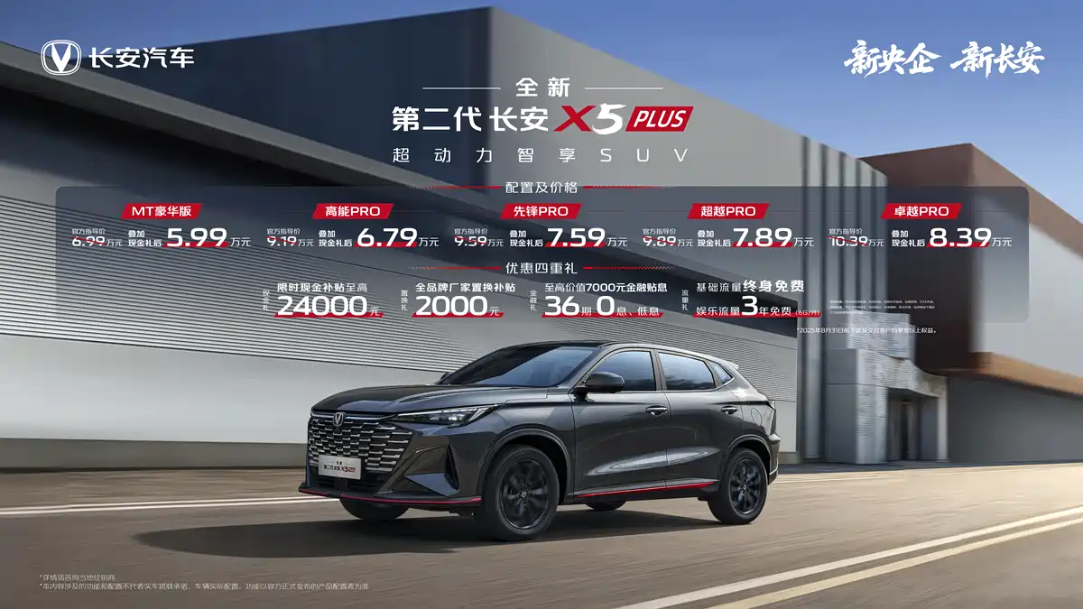 2026款长安X5 PLUS上市，限时5.99万起，还有3年0息
