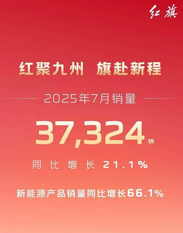 一汽红旗7月销量出炉：销量整体上涨，新能源仍需努力？