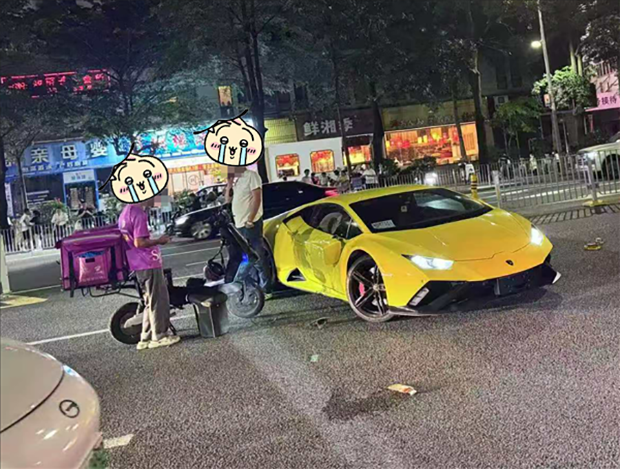 外卖员撞上兰博基尼跑车案例解读：禁止掉头路口能否左转存在争议