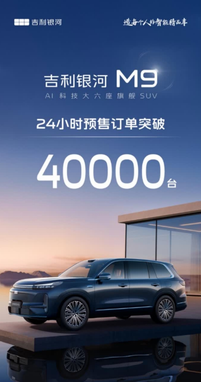 吉利银河M9预售24小时狂揽4万订单！