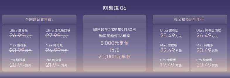 阿维塔06 Ultra增程版上市 权益价25.49万元