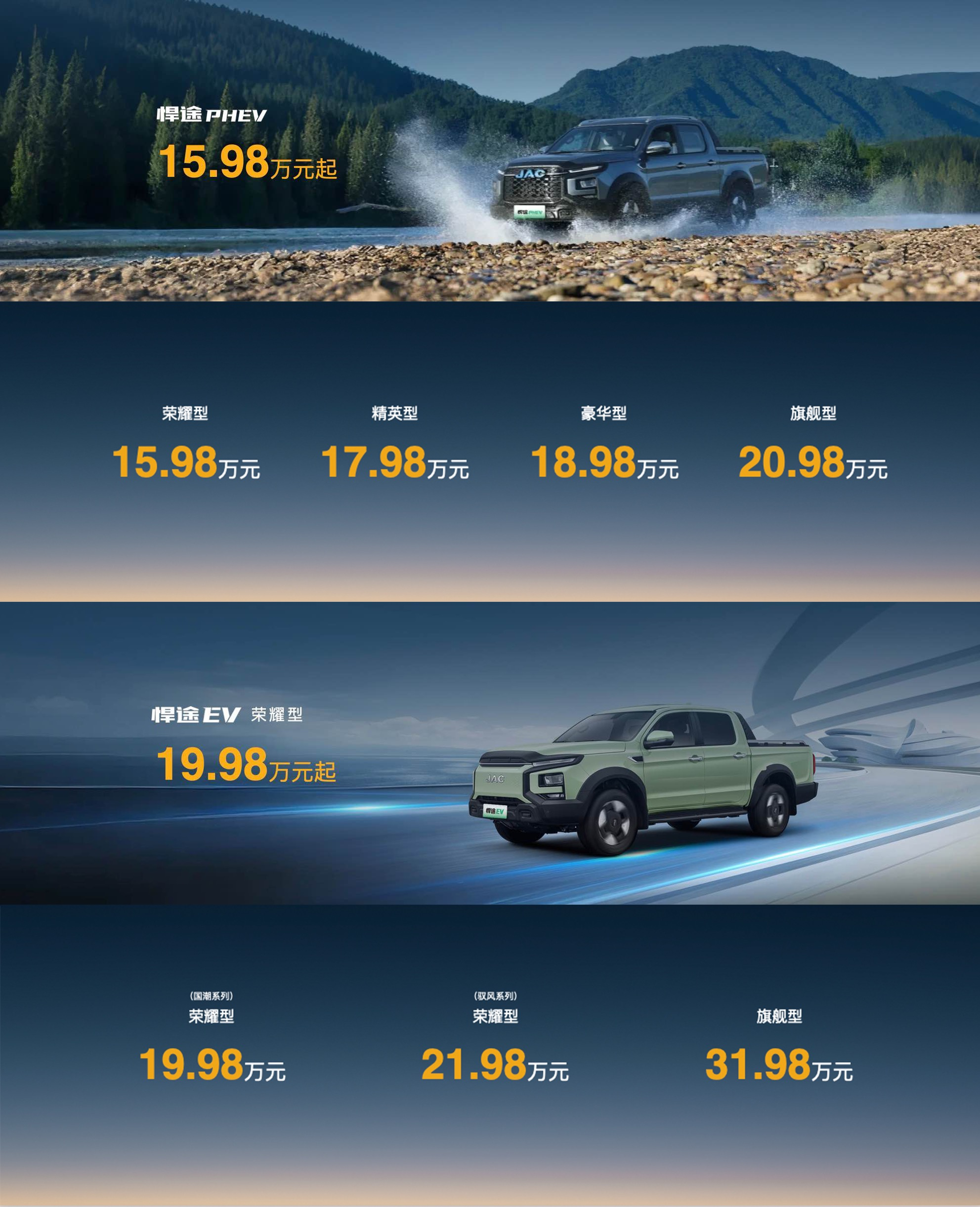 千钧之势，敢纵山河！悍途PHEV、悍途EV全球上市，15.98万元起售