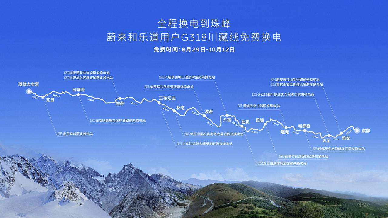 乐道用户开启G318川藏线限时免费换电、
