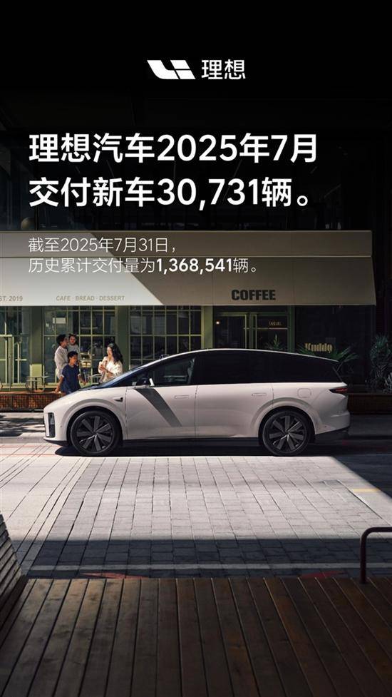 理想汽车7月交付30731辆 全国已有535家零售中心
