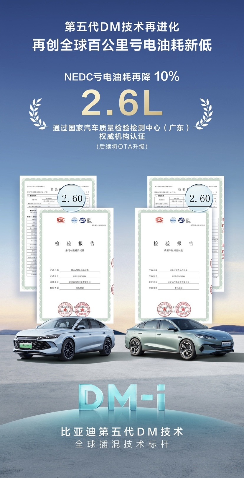 百公里亏电油耗仅2.6L？比亚迪第五代DM技术再进化！太省钱了