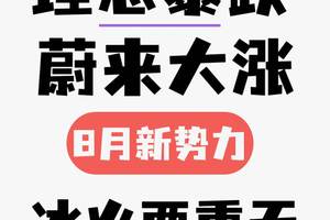 理想暴跌，蔚来大涨，8月新势力冰火两重天