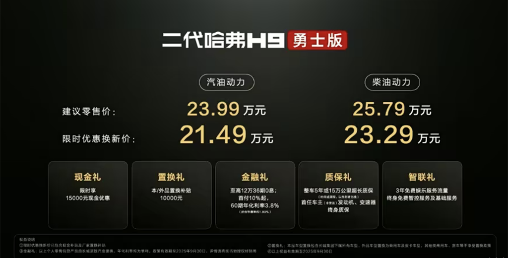 真玩家之选！二代哈弗H9勇士版限时优惠换新价21.49万起