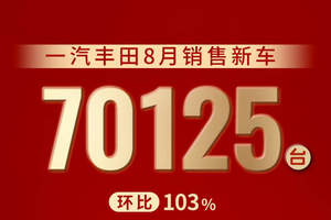 精细化运营效果显著，一汽丰田8月销售新车70125辆