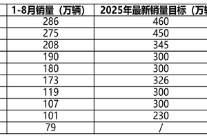 中国头部车企今年最新销量目标完成率分化，比亚迪领跑新能源转型浪潮