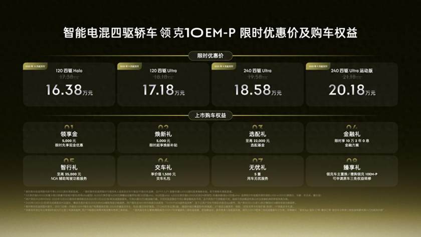 智能电混四驱轿车！领克10 EM-P正式上市限时价16.38万起