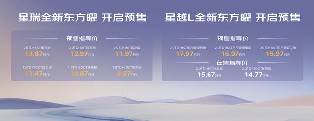 吉利中国星全新东方曜开启预售 预售价为9.97万起