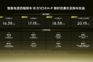 限时优惠价16.38万-20.18万元，智能电混四驱轿车领克10 EM-P正式上市